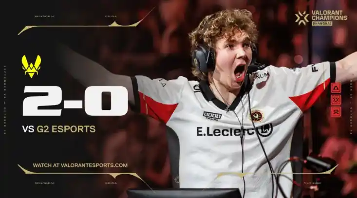 Vitality defeated G2 2-0 and advanced to the upper bracket final of VALORANT Champions 2026